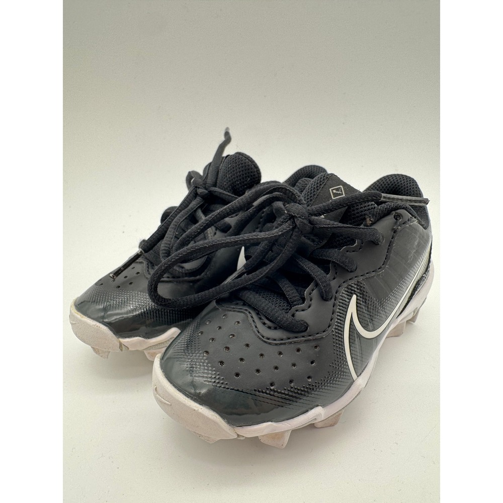 Nike Youth Size 10C Black White Baseball Cleats Kids Molded Cleats